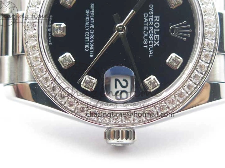 MiroTime 0405 Datejust 31mm 278275 SS Crystal Bezel BP Maker Best Edition Black Dial Crystal on SS President Bracelet Popular 3097